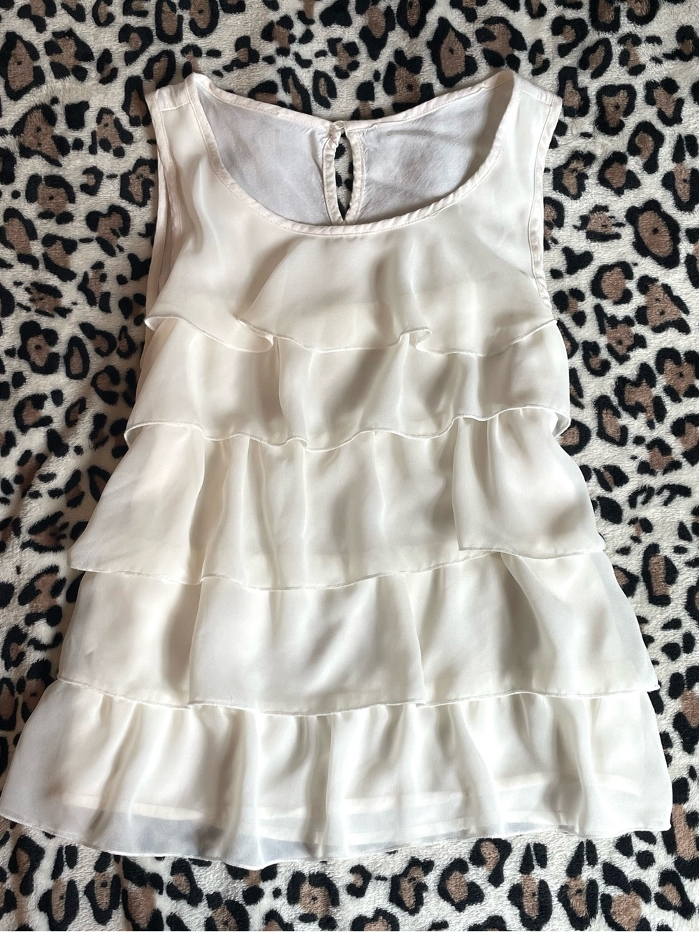 ♡ Cream Ruffle Tiered Sleeveless Top
